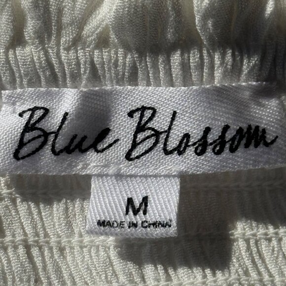 White Strapless Tiered Maxi Dress By Blue Blossom Size Medium 100 % Rayon - Picture 3 of 11